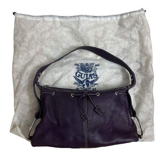 Guia’s Shoulder Bag Purse Purple Leather Made in Italy Bow Casual Dainty Large - Picture 1 of 8